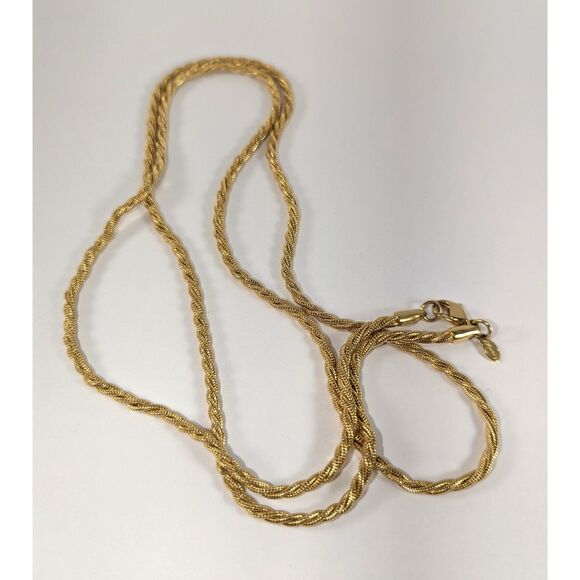 Rope Gold Tone Necklace Signed Monet - Picture 13 of 16
